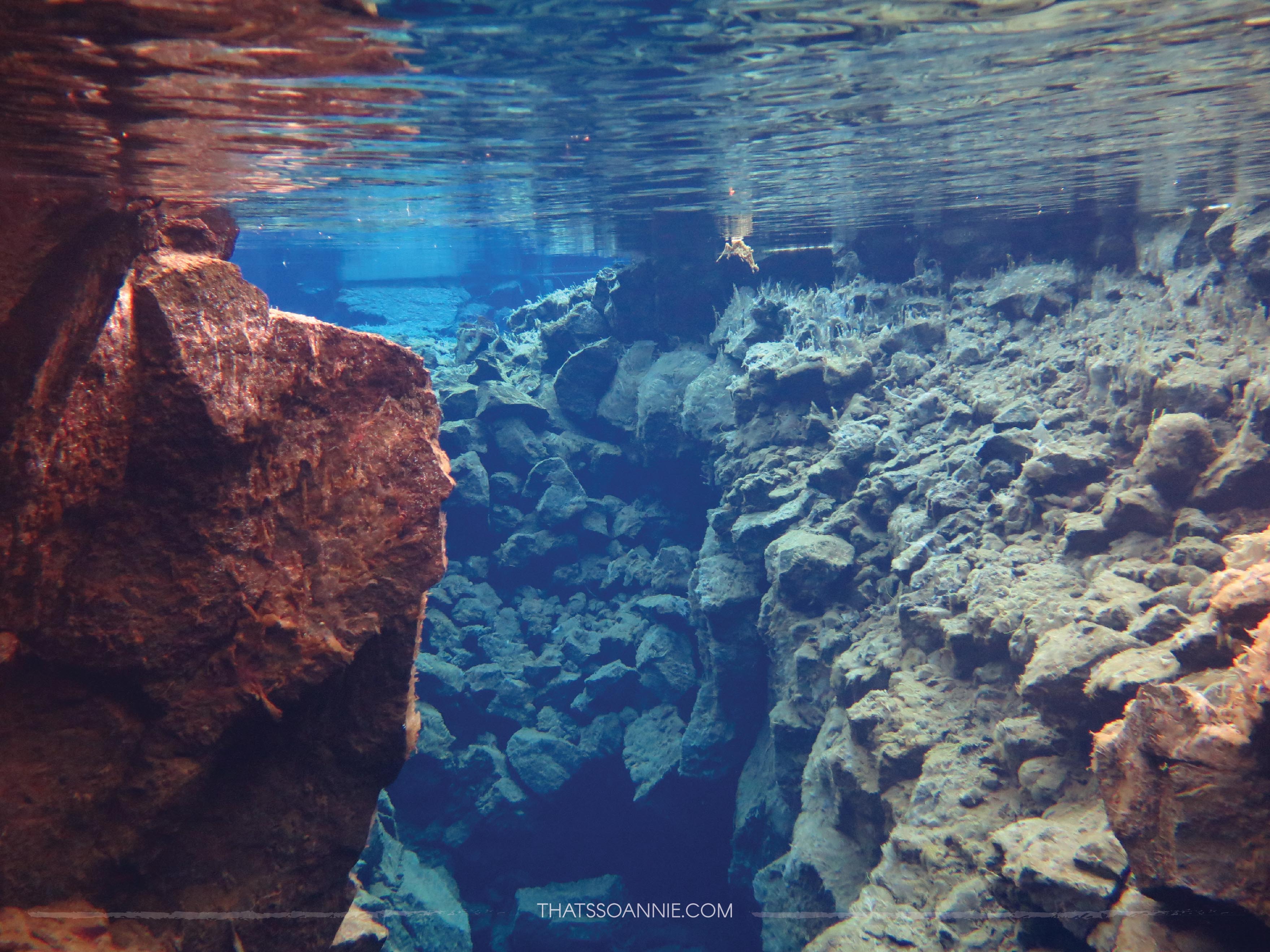 Snorkeling between American and Eurasian Tectonic Plates at Big Crack, Silfra Fissure, Iceland | www.thatssoannie.com