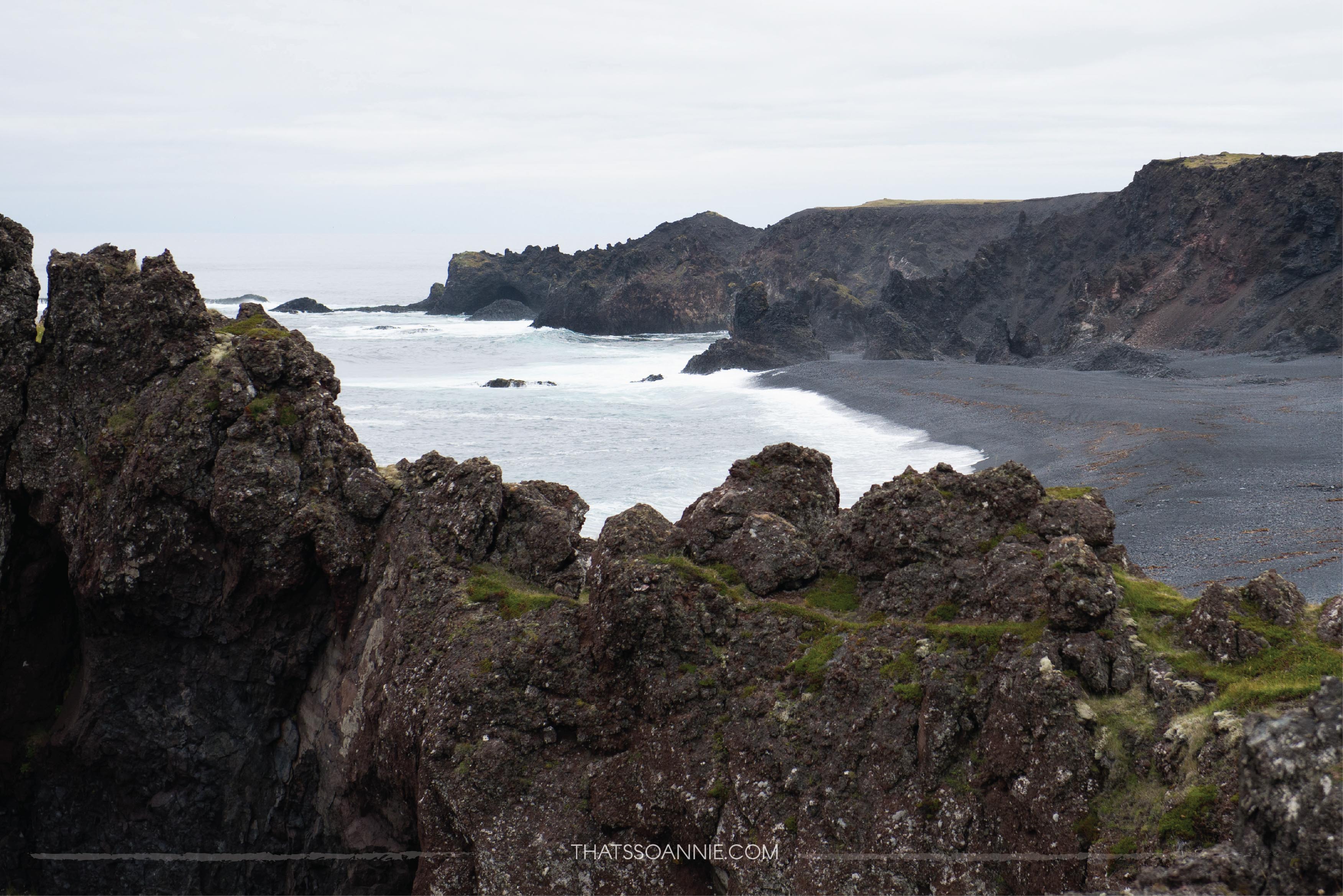 An easy trail leads down from the parking lot towards Djúpalónssandur, a black pebble beach | Exploring the Snæfellsnes Peninsula, Iceland | www.thatssoannie.com